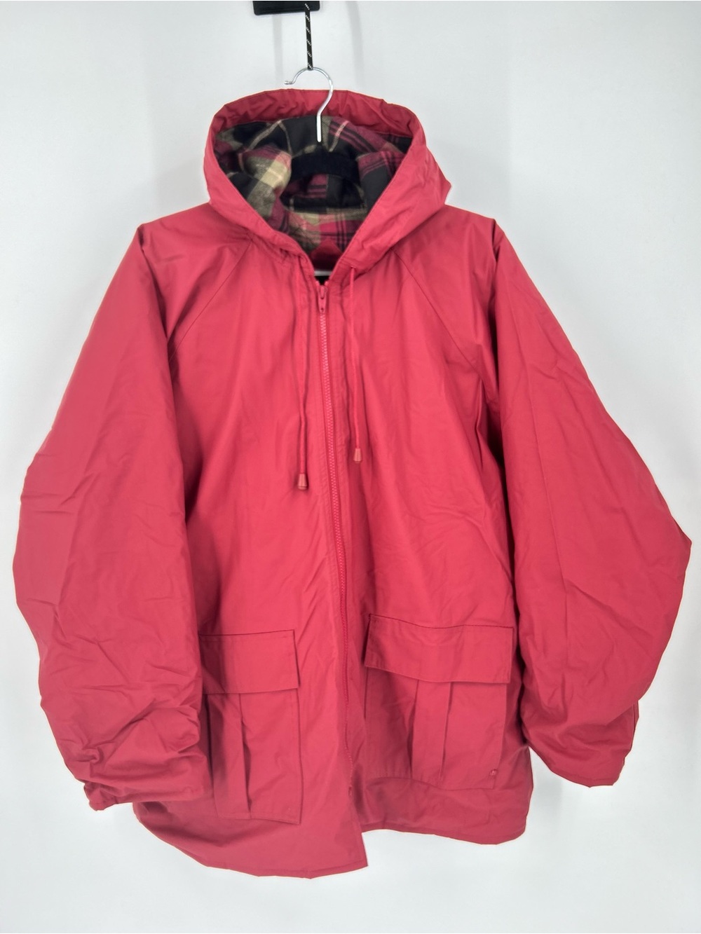 Vintage Misty Harbor Original Hooded Rain Jacket Plaid Lined Size Large